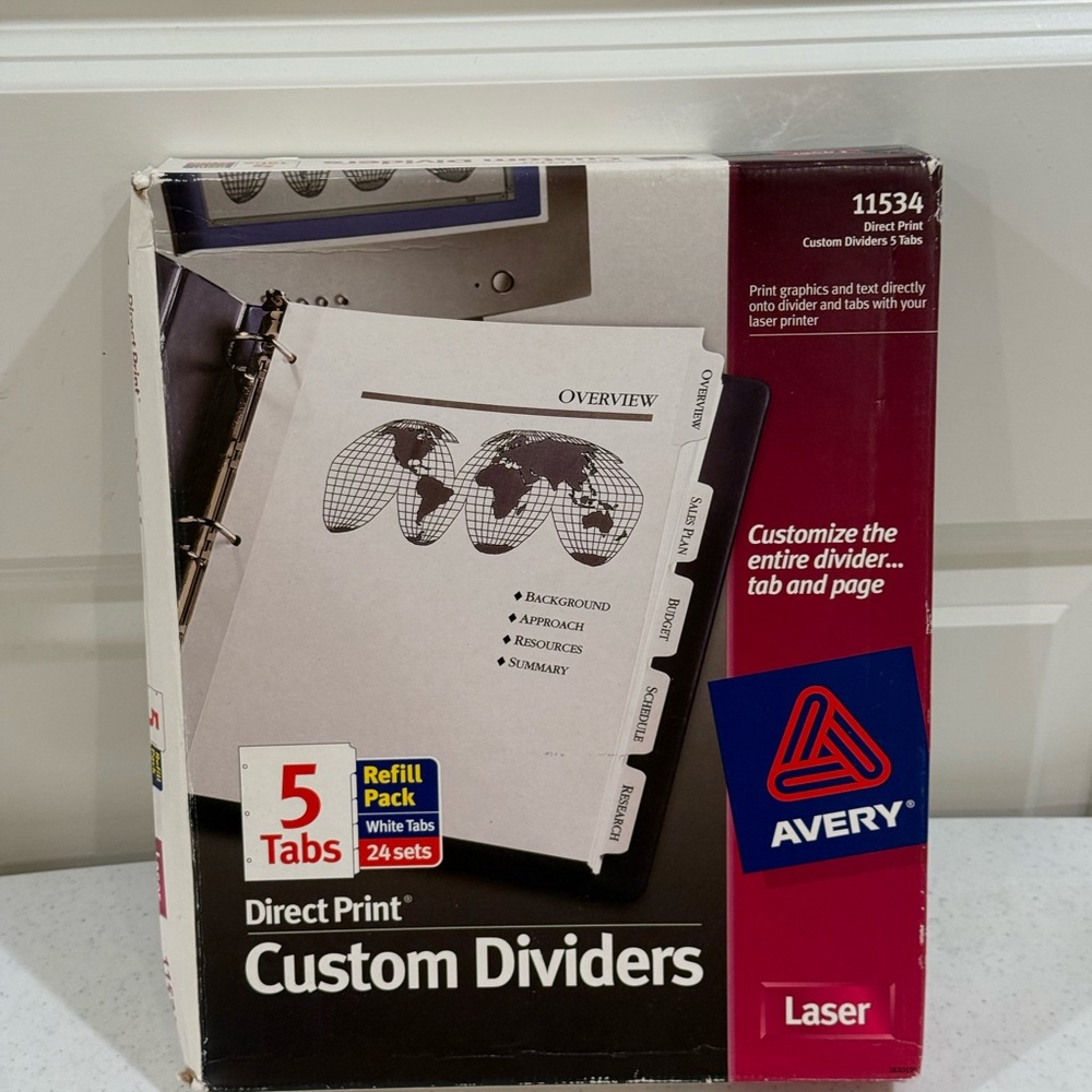 NEW Avery Laser Direct Print Custom Dividers with White Tabs ~ 24 Sets - Picture 3 of 8